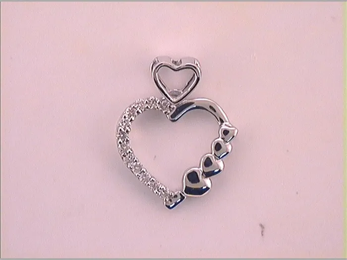 14k White Gold Round Diamond Heart Pendant 112 Cttw gndatlanta Necklaces