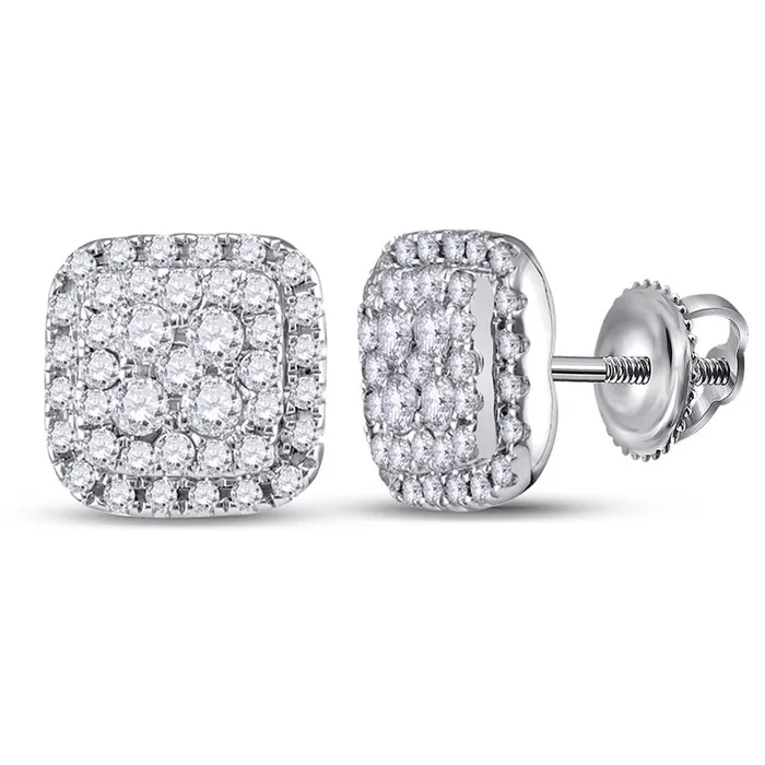 14k White Gold Round Diamond Square Earrings 12 Cttw gndatlanta Earrings 14k White Gold Round Diamond Square Earrings 12 Cttw gndatlanta Earrings