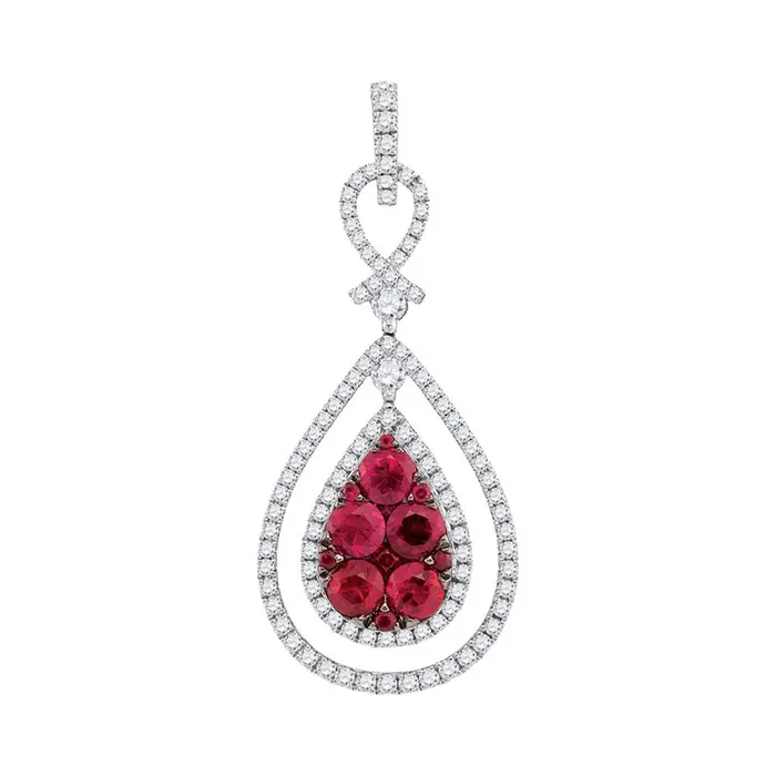 14k White Gold Round Natural Ruby Teardrop Pendant 34 Cttw gndatlanta Necklaces 14k White Gold Round Natural Ruby Teardrop Pendant 34 Cttw gndatlanta Necklaces