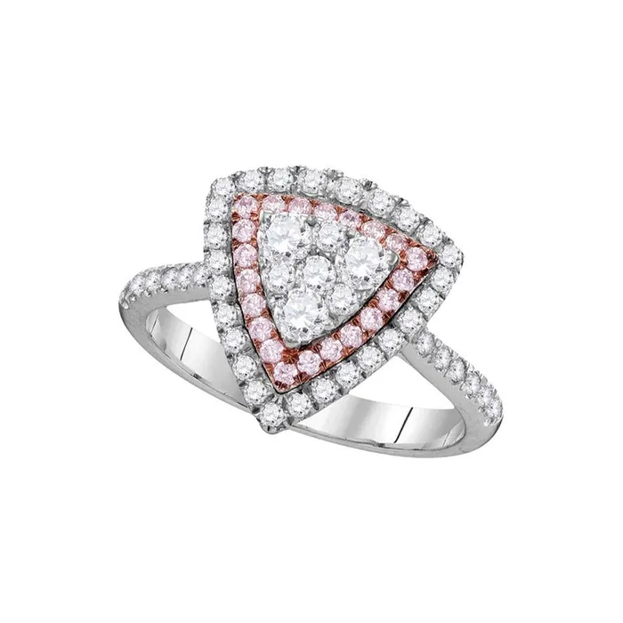 14k White Gold Round Pink Diamond Triangle Fashion Ring 1 Cttw gndatlanta Rings 14k White Gold Round Pink Diamond Triangle Fashion Ring 1 Cttw gndatlanta Rings