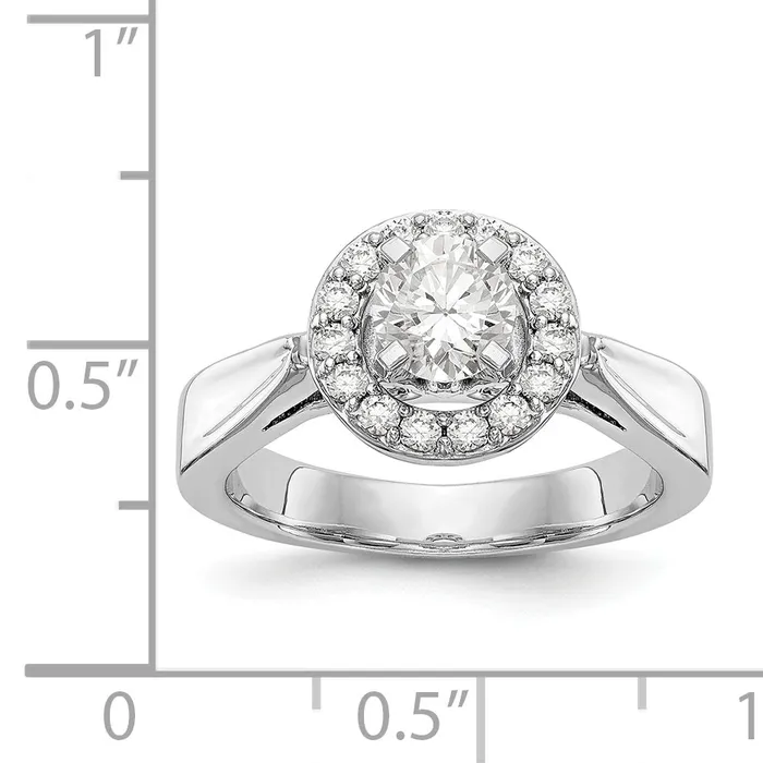 14K White Gold Round Simulated Diamond Halo Engagement Ring Goldiacom Rings