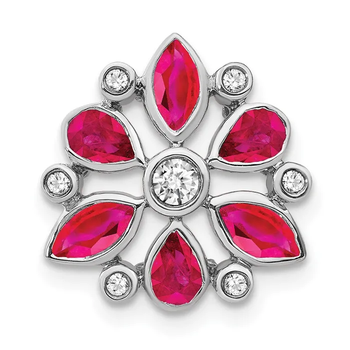 14k White Gold Ruby and Real Diamond Chain Slide Goldia Necklaces