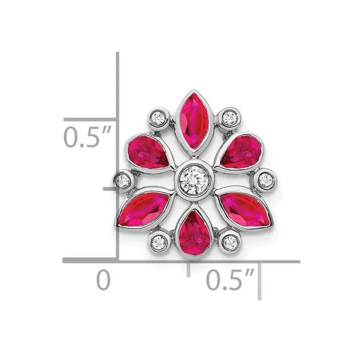 14k White Gold Ruby and Real Diamond Chain Slide Goldia Necklaces