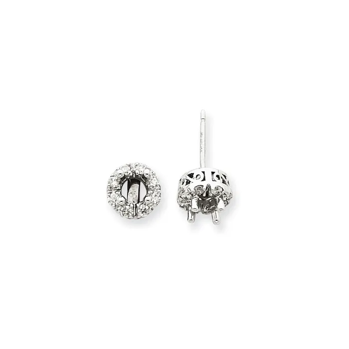 14K White Gold Stud Plus Real Diamond Earring Semimount Goldia Earrings