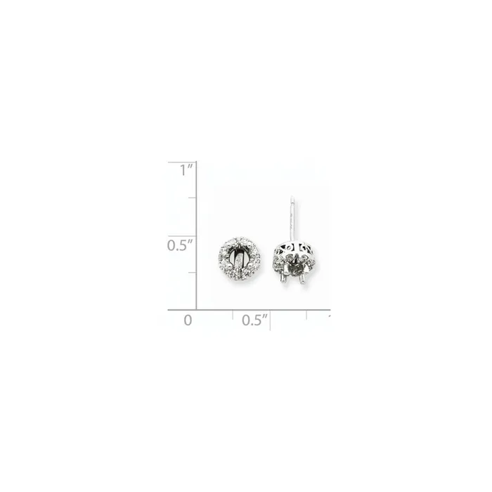 14K White Gold Stud Plus Real Diamond Earring Semimount Goldia Earrings