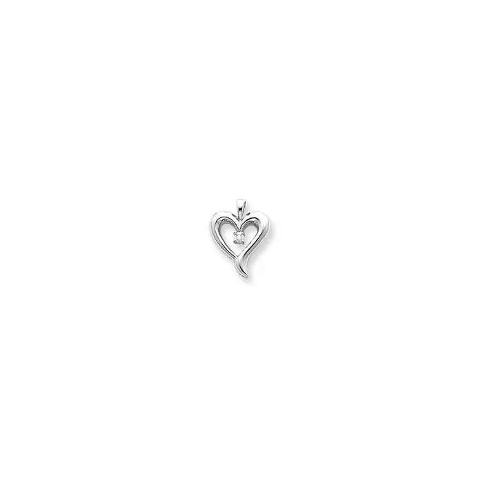 14k White Gold VS Diamond heart pendant Goldiacom Necklaces