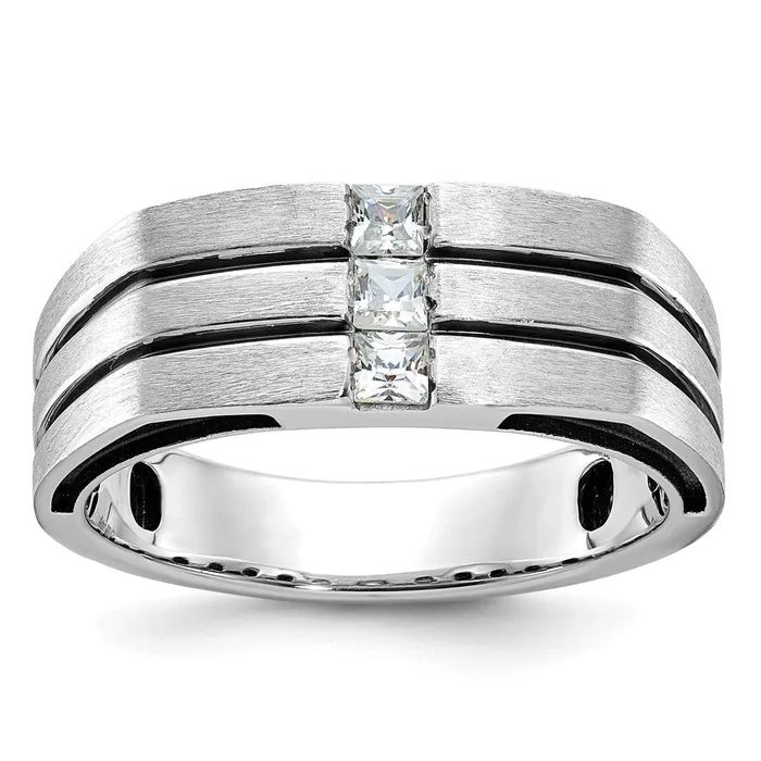 14k White Gold with Black Rhodium Mens Satin 13 carat Diamond Complete Ring Goldia Rings 14k White Gold with Black Rhodium Mens Satin 13 carat Diamond Complete Ring Goldia Rings