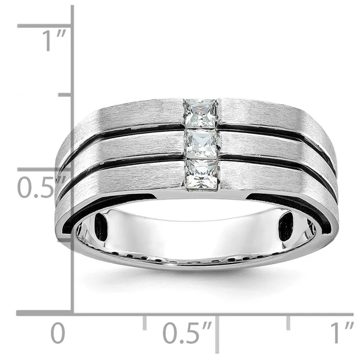 14k White Gold with Black Rhodium Mens Satin 13 carat Diamond Complete Ring Goldia Rings