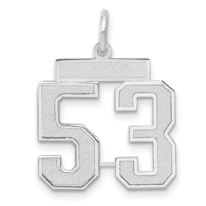 14k White Goldw Medium Satin Number 53 Charm Goldia Charm Necklaces