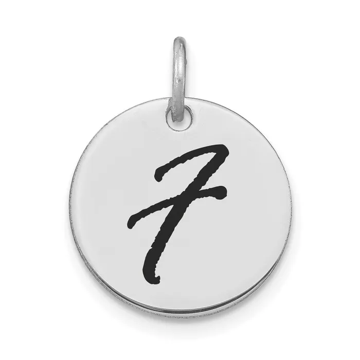 14k White Goldw Polished Black Enamel Letter F Initial Disk Charm Goldia Charm Necklaces 14k White Goldw Polished Black Enamel Letter F Initial Disk Charm Goldia Charm Necklaces