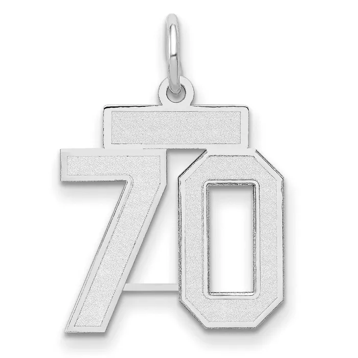 14k White Goldw Small Satin Number 70 Charm Goldia Charm Necklaces