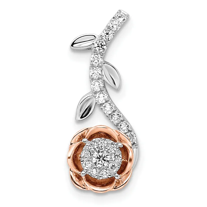 14K WhiteRose Gold Two Tone Rose and White 14 Ct Lab Grown Diamond VSSI G Rose Chain Slide Pendant Goldia Rings 14K WhiteRose Gold Two Tone Rose and White 14 Ct Lab Grown Diamond VSSI G Rose Chain Slide Pendant Goldia Rings