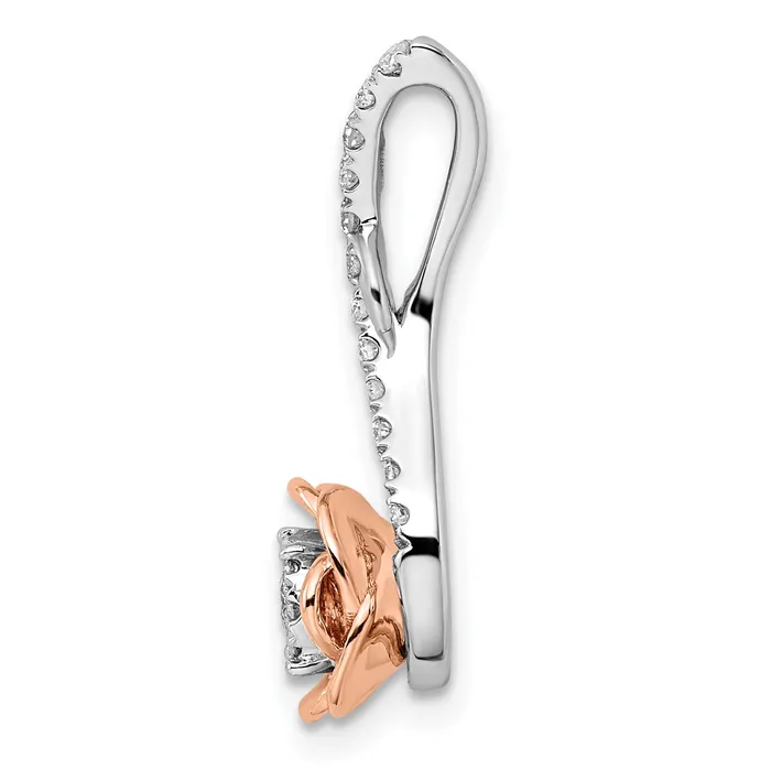 14K WhiteRose Gold Two Tone Rose and White 14 Ct Lab Grown Diamond VSSI G Rose Chain Slide Pendant Goldia Rings