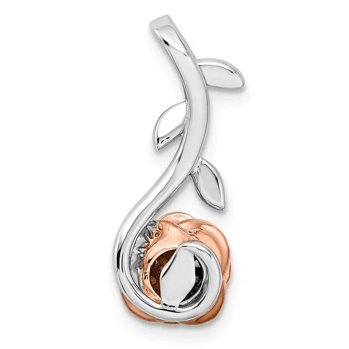 14K WhiteRose Gold Two Tone Rose and White 14 Ct Lab Grown Diamond VSSI G Rose Chain Slide Pendant Goldia Rings