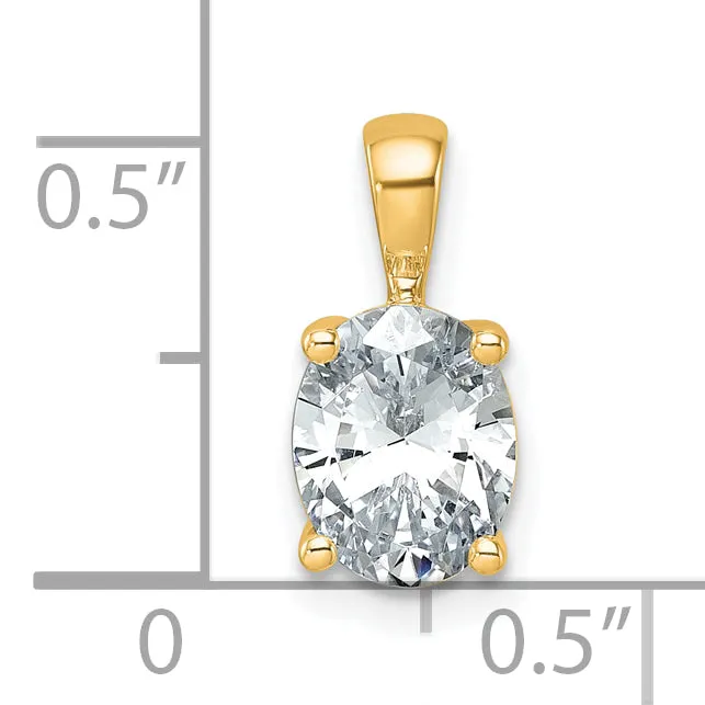 14k Yellow Gold 1 12 Ct Certified Lab Grown Diamond VSSI G Oval Four Prong Pendant Goldia Necklaces