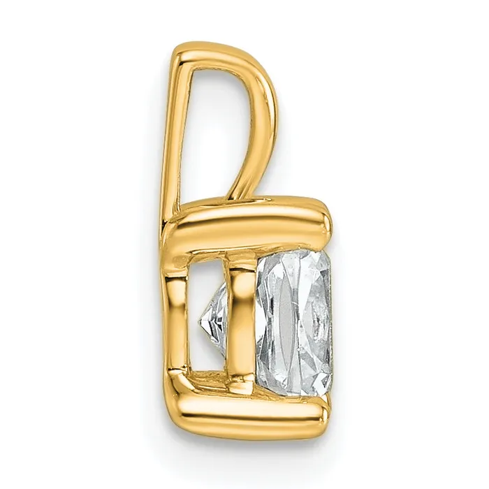 14k Yellow Gold 1 Ct Lab Grown Diamond VSSI G Cushion Four Prong Pendant Goldia Necklaces