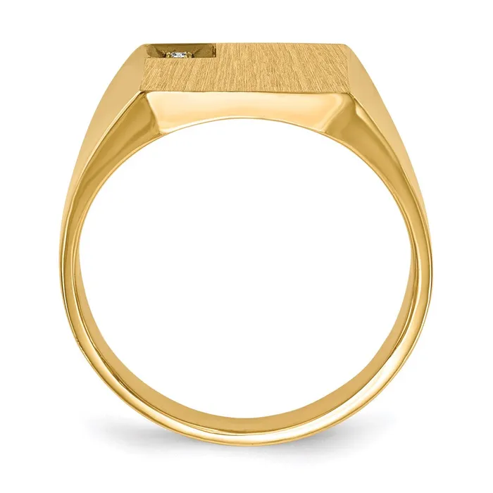 14K Yellow Gold 120x125mm Closed Back A Real Diamond Mens Signet Ring Goldiacom Rings