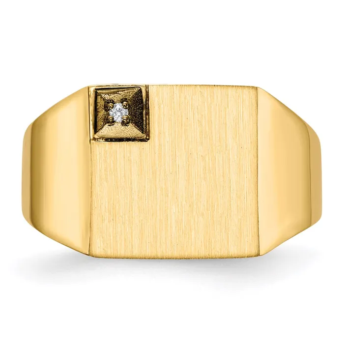 14K Yellow Gold 120x125mm Closed Back A Real Diamond Mens Signet Ring Goldiacom Rings