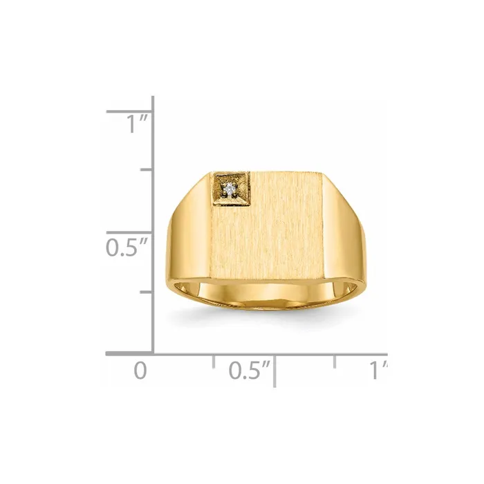 14K Yellow Gold 120x125mm Closed Back A Real Diamond Mens Signet Ring Goldiacom Rings