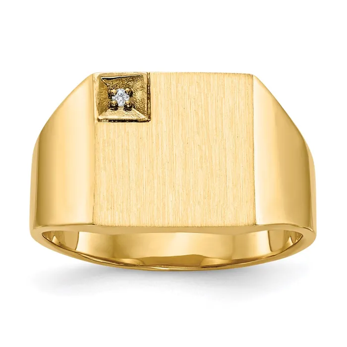 14K Yellow Gold 120x125mm Closed Back VS Real Diamond Mens Signet Ring Goldiacom Rings 14K Yellow Gold 120x125mm Closed Back VS Real Diamond Mens Signet Ring Goldiacom Rings