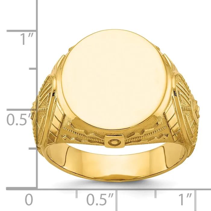 14k Yellow Gold 185x1575mm Mens Round Signet Ring Goldia Rings