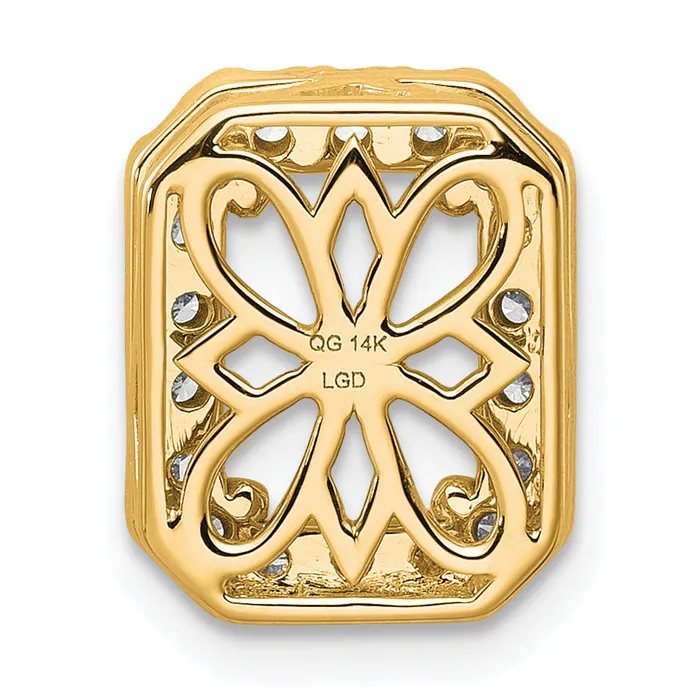 14k Yellow Gold 2 12 Ct Lab Grown Diamond VSSI G Radiant Halo Chain Slide Pendant Goldia Necklaces