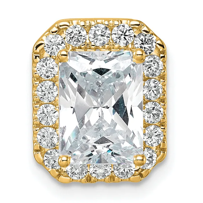 14k Yellow Gold 2 12 Ct Lab Grown Diamond VSSI G Radiant Halo Chain Slide Pendant Goldia Necklaces