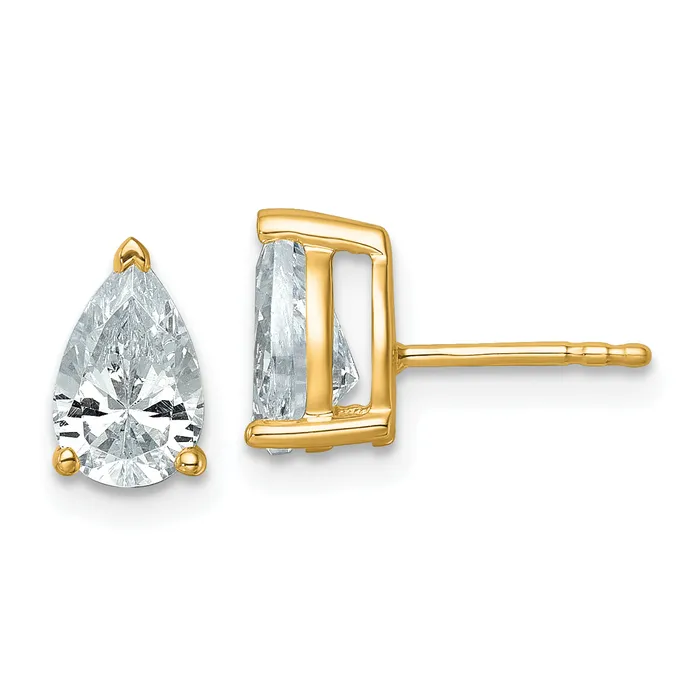 14k Yellow Gold 2 ctw Certified Lab Grown Diamond VSSI G Pear 4 Prong Heavy Wt Stud Earrings Goldia Earrings 14k Yellow Gold 2 ctw Certified Lab Grown Diamond VSSI G Pear 4 Prong Heavy Wt Stud Earrings Goldia Earrings