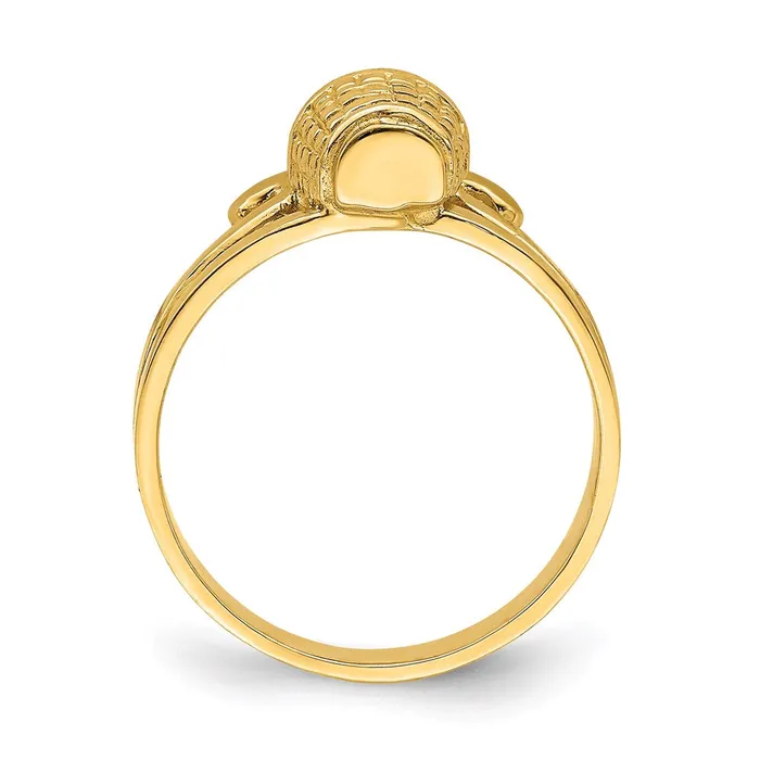 14K Yellow Gold 2D Flat Back Mini Basket Ring Goldia Rings