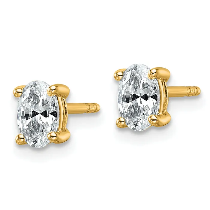 14k Yellow Gold 34 ctw Lab Grown Diamond VSSI G Oval 4 Prong Heavy Wt Stud Earrings Goldia Earrings