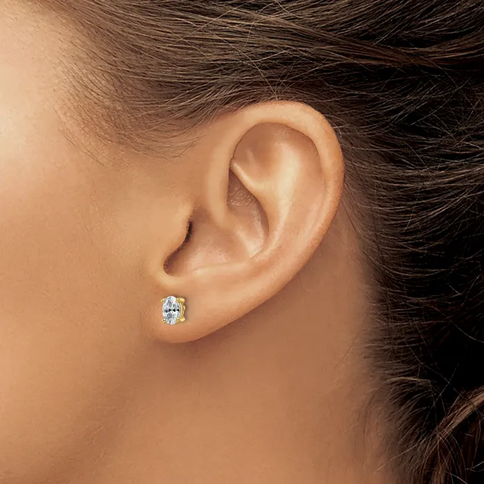 14k Yellow Gold 34 ctw Lab Grown Diamond VSSI G Oval 4 Prong Heavy Wt Stud Earrings Goldia Earrings
