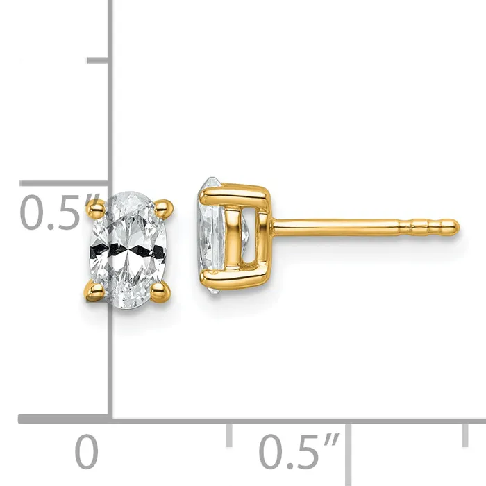 14k Yellow Gold 34 ctw Lab Grown Diamond VSSI G Oval 4 Prong Heavy Wt Stud Earrings Goldia Earrings