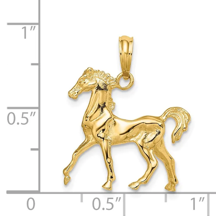 14k Yellow Gold 3D Horse Charm Goldia Charm Necklaces