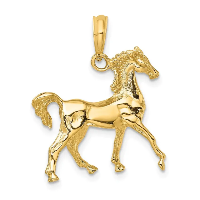 14k Yellow Gold 3D Horse Charm Goldia Charm Necklaces