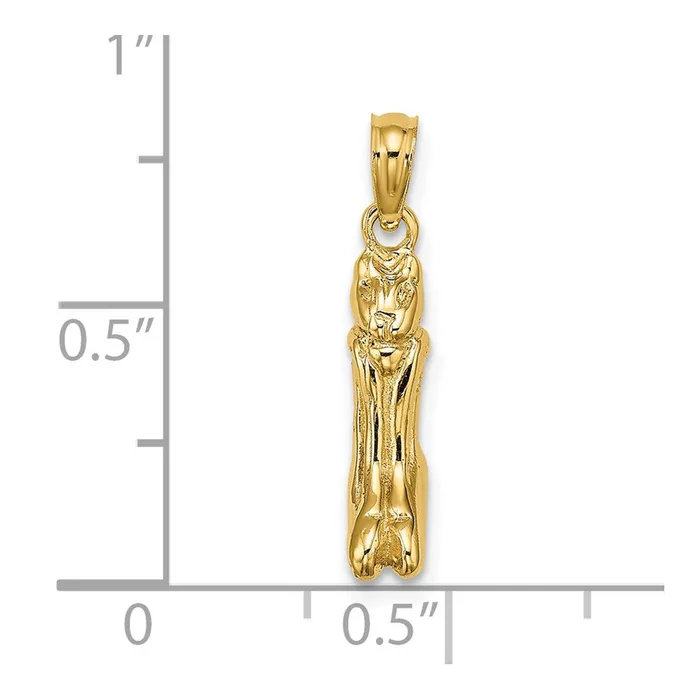 14k Yellow Gold 3D Polished MARCO ISLAND Cat Charm Goldia Charm Necklaces