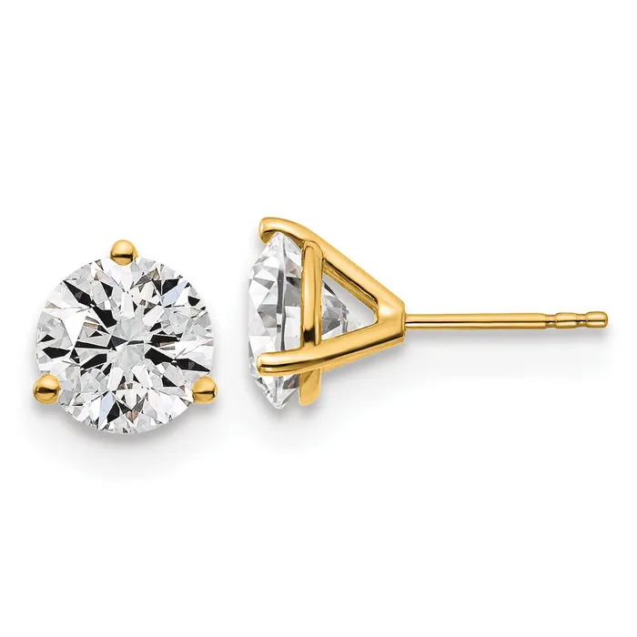 14k Yellow Gold 4 ctw Lab Grown Diamond VSSI G Round 3 Prong Heavy Wt Stud Earrings Goldia Earrings 14k Yellow Gold 4 ctw Lab Grown Diamond VSSI G Round 3 Prong Heavy Wt Stud Earrings Goldia Earrings