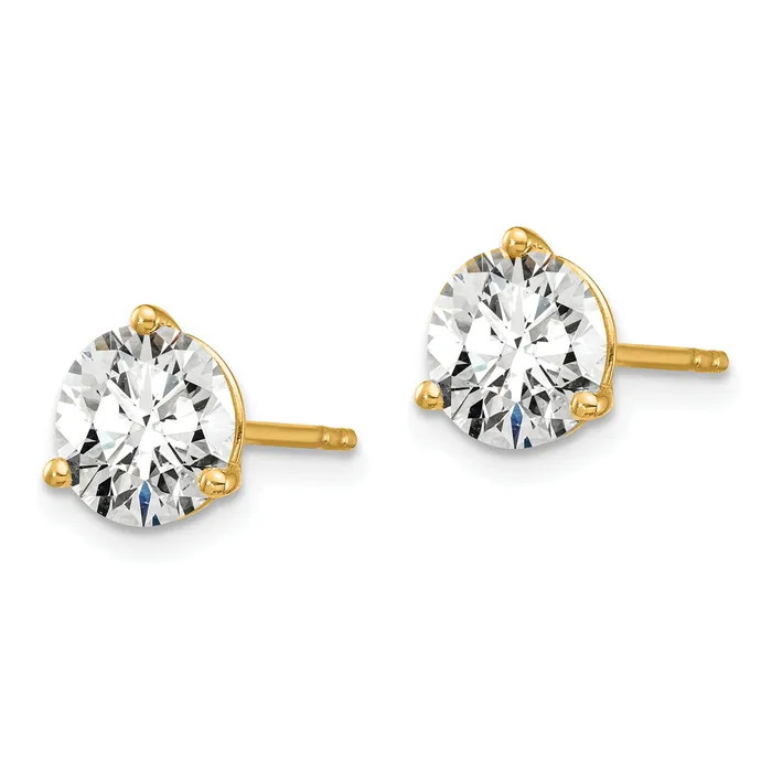 14k Yellow Gold 4 ctw Lab Grown Diamond VSSI G Round 3 Prong Heavy Wt Stud Earrings Goldia Earrings