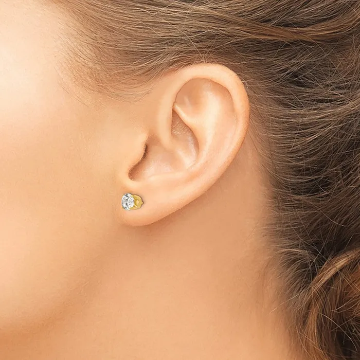 14k Yellow Gold 575mm CZ stud earrings Goldia Earrings