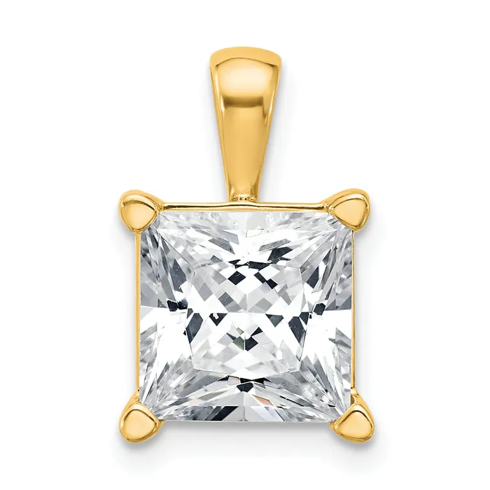 14k Yellow Gold 5 Ct Lab Grown Diamond VSSI G Princess Four Prong Pendant Goldia Necklaces 14k Yellow Gold 5 Ct Lab Grown Diamond VSSI G Princess Four Prong Pendant Goldia Necklaces