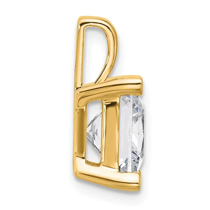 14k Yellow Gold 5 Ct Lab Grown Diamond VSSI G Princess Four Prong Pendant Goldia Necklaces