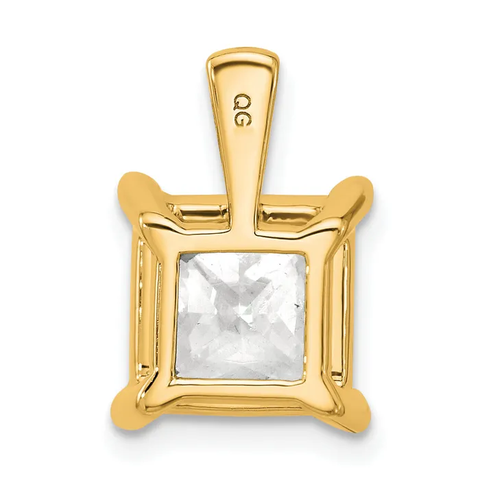 14k Yellow Gold 5 Ct Lab Grown Diamond VSSI G Princess Four Prong Pendant Goldia Necklaces
