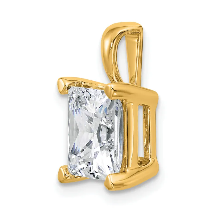 14k Yellow Gold 5 Ct Lab Grown Diamond VSSI G Princess Four Prong Pendant Goldia Necklaces