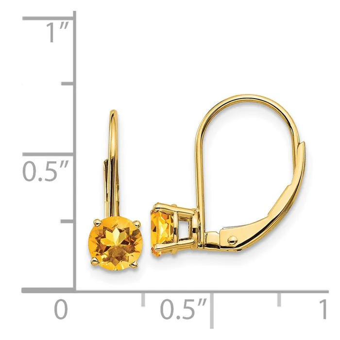 14k Yellow Gold 5mm Citrine Leverback Earrings Goldia Earrings