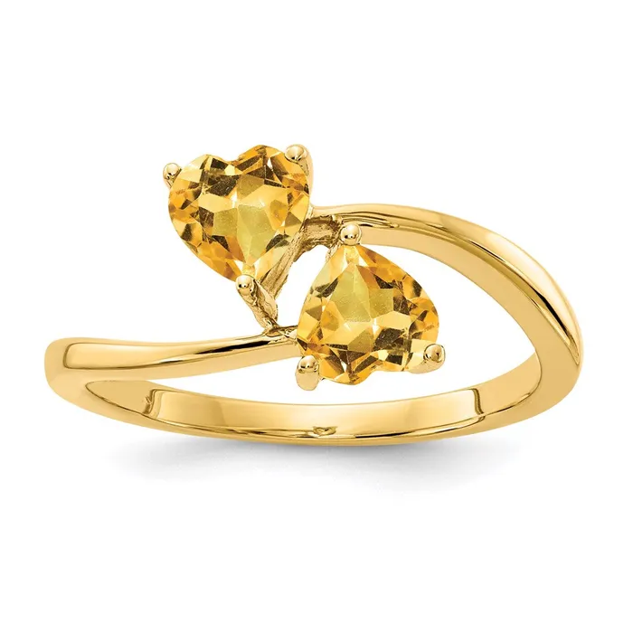 14K Yellow Gold 5mm Heart Citrine ring Goldia Rings