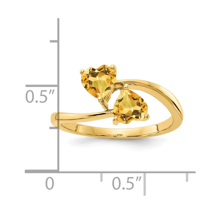 14K Yellow Gold 5mm Heart Citrine ring Goldia Rings