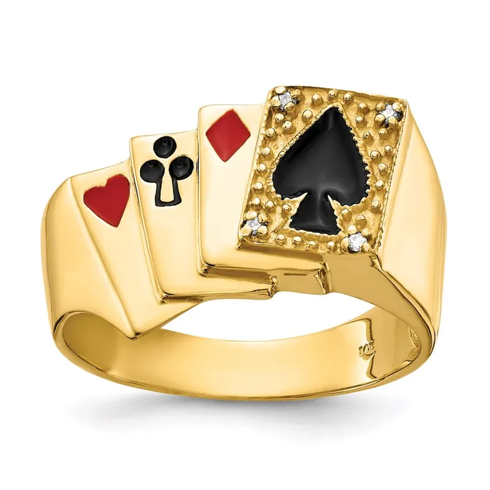 14K Yellow Gold A Real Diamond mens ring Goldia Rings