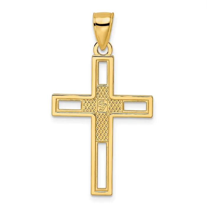 14k Yellow Gold Beaded Polished Double Cross Pendant Goldia Necklaces