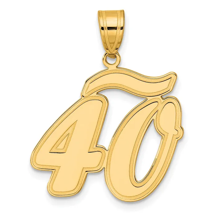 14k Yellow Gold Brushed Border Script Number 40 Pendant Goldia PreStyled Sets 14k Yellow Gold Brushed Border Script Number 40 Pendant Goldia PreStyled Sets