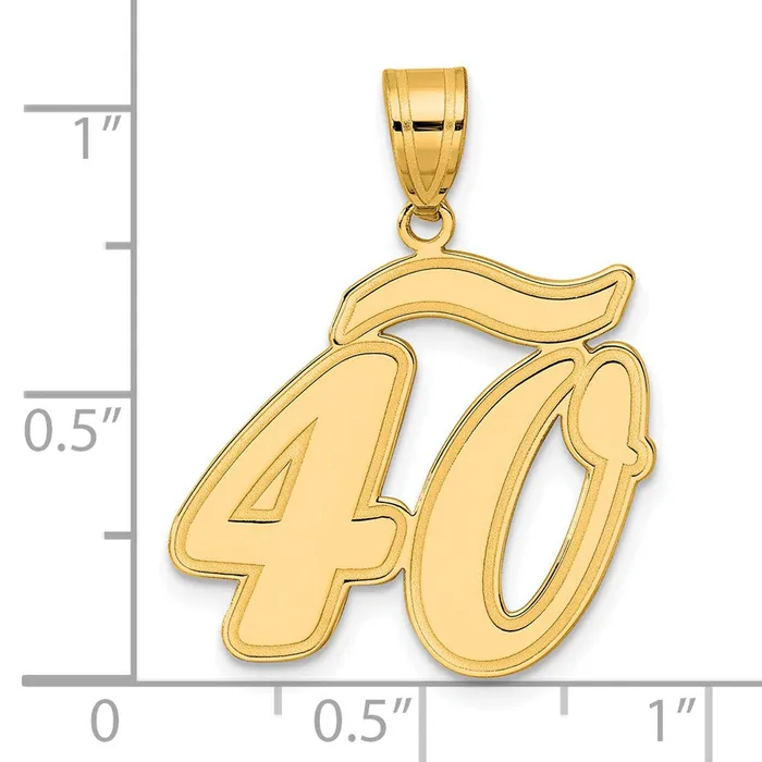 14k Yellow Gold Brushed Border Script Number 40 Pendant Goldia PreStyled Sets