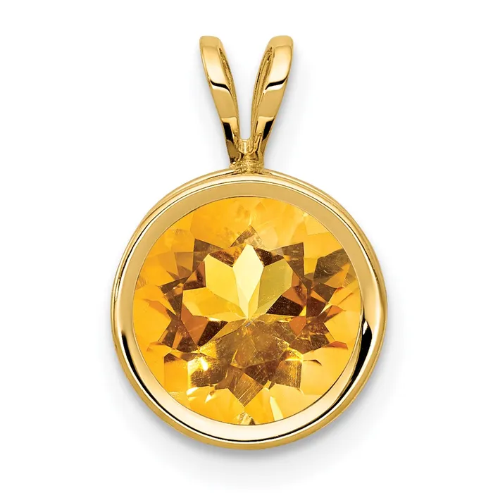 14K Yellow Gold Citrine bezel pendant Goldia PreStyled Sets